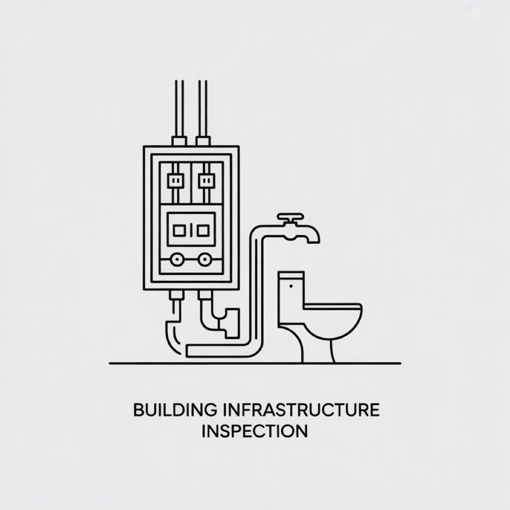 建物の設備を点検するイラスト